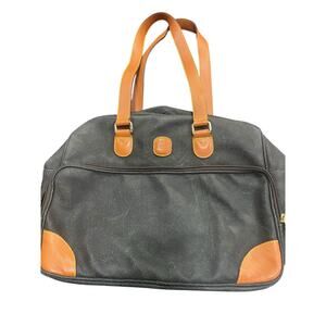 Bric’s Travel Bag Black Pebbled Nylon with Leather Trim Carry-On Sleeve
